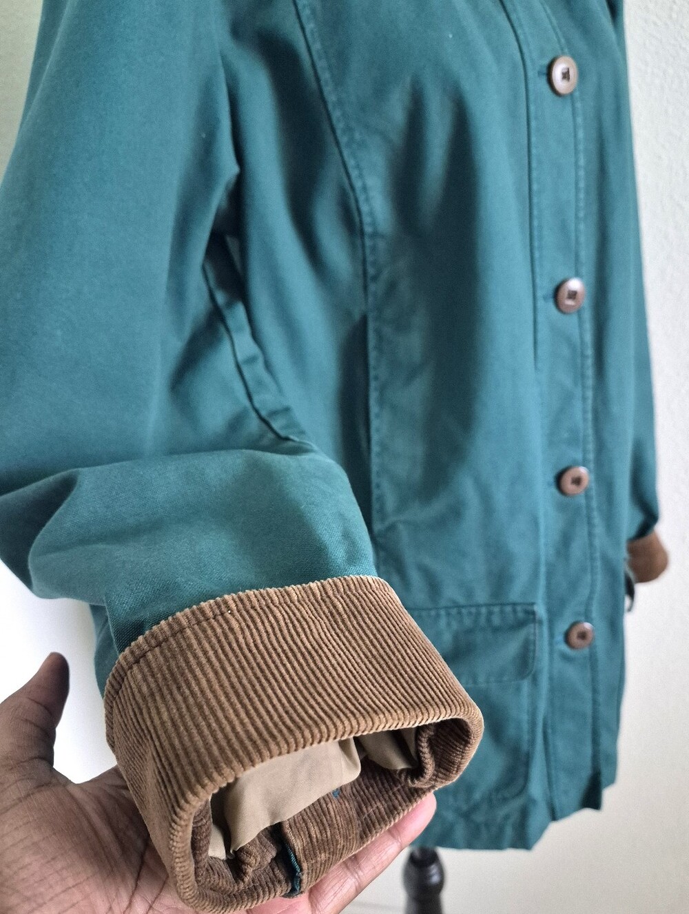 LL Bean Womens Adirondack Plaid Flannel-Lined Barn Coat M Green Chore Jacket - Picture 8 of 16